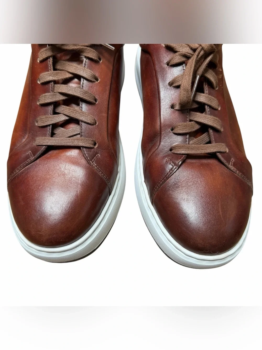 Magnanni Serino Leather Sneakers Shoes Men’s Size 11.5 Cognac Brown Retail $525 - Picture 5 of 14